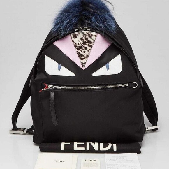 Fendi Black Nylon and Leather Medium Monster Eyes Backpack Bag - Picture 11 of 11